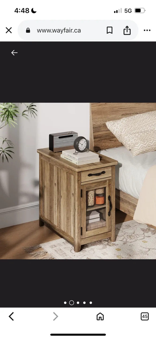 New Aneshia end table with storage and charging station