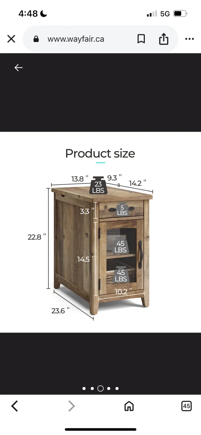 New Aneshia end table with storage and charging station image indicator(4)