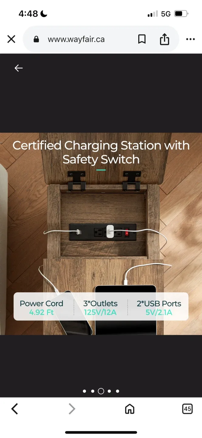 New Aneshia end table with storage and charging station image indicator(6)