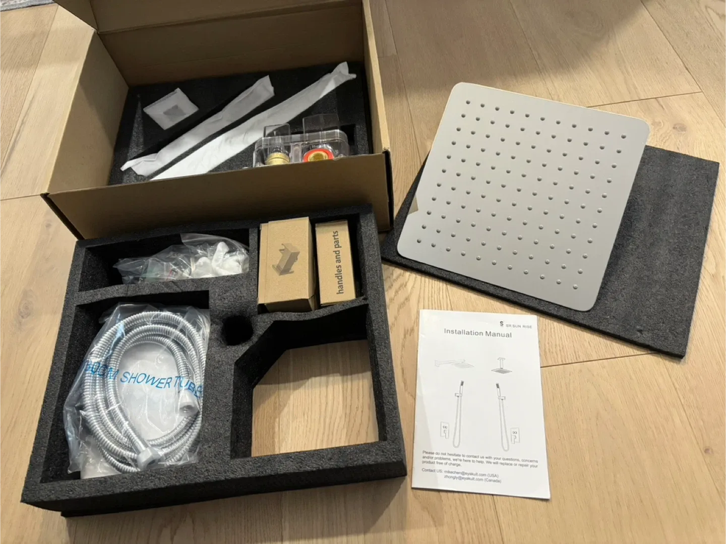 Brushed Nickel Shower System w Rainfall Shower Head, Handheld image indicator(4)