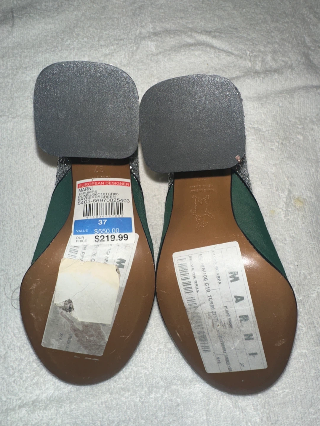 Marni Green & Silver Glitter Heels - Size 37 - photo 4