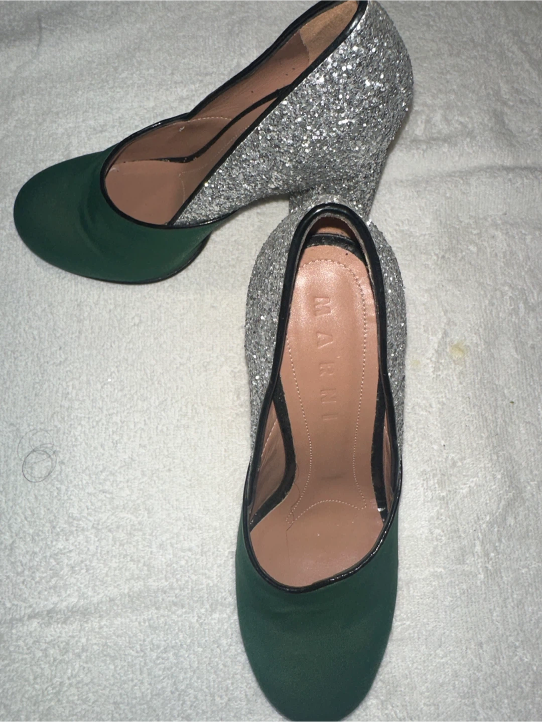 Marni Green & Silver Glitter Heels - Size 37 - photo 3