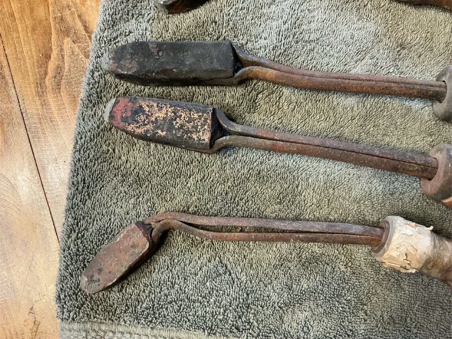 5 Antique Copper Head Wood Handle Soldering Irons ! image indicator(6)