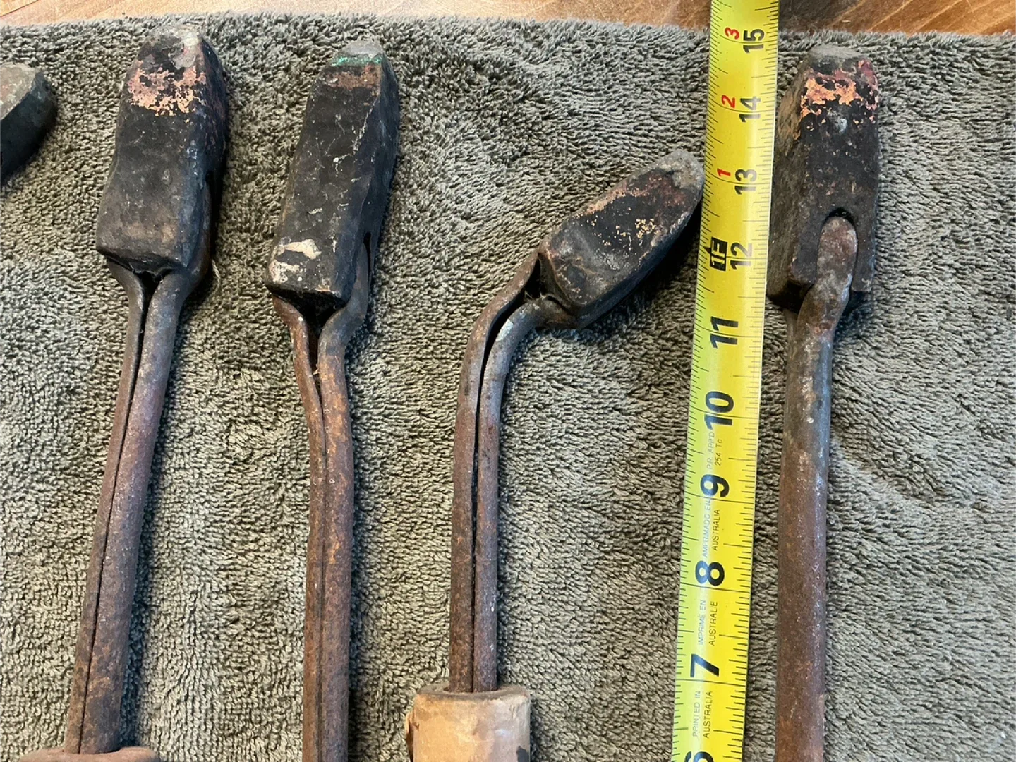 5 Antique Copper Head Wood Handle Soldering Irons ! image indicator(3)