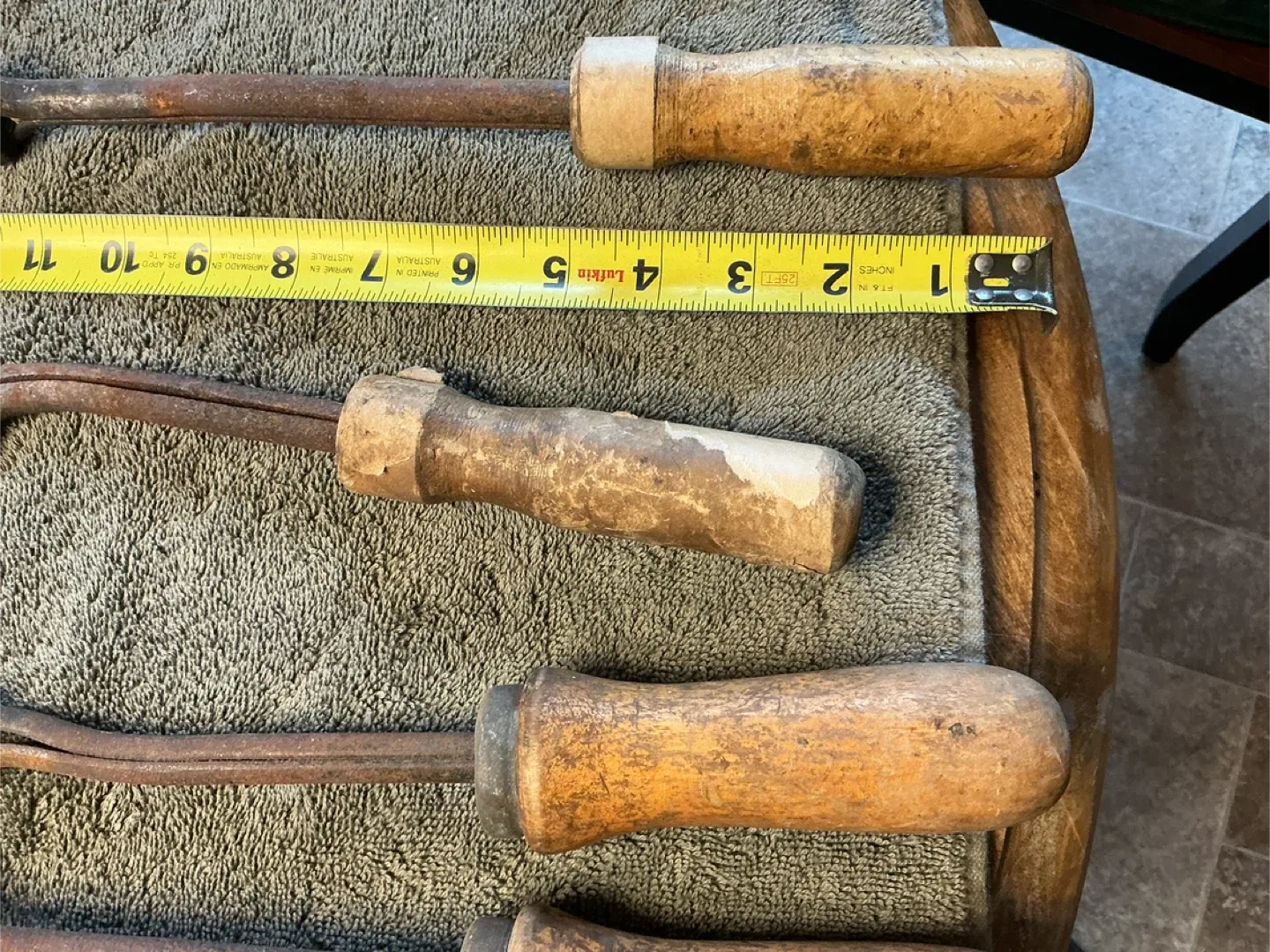 5 Antique Copper Head Wood Handle Soldering Irons ! image indicator(8)