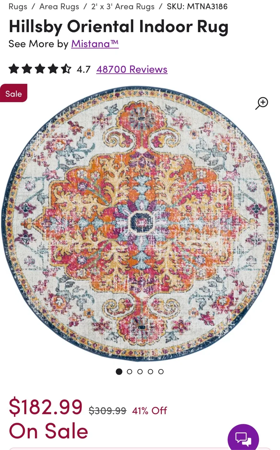 Hillsby Oriental Round Indoor Rug - 6 ft image indicator(2)