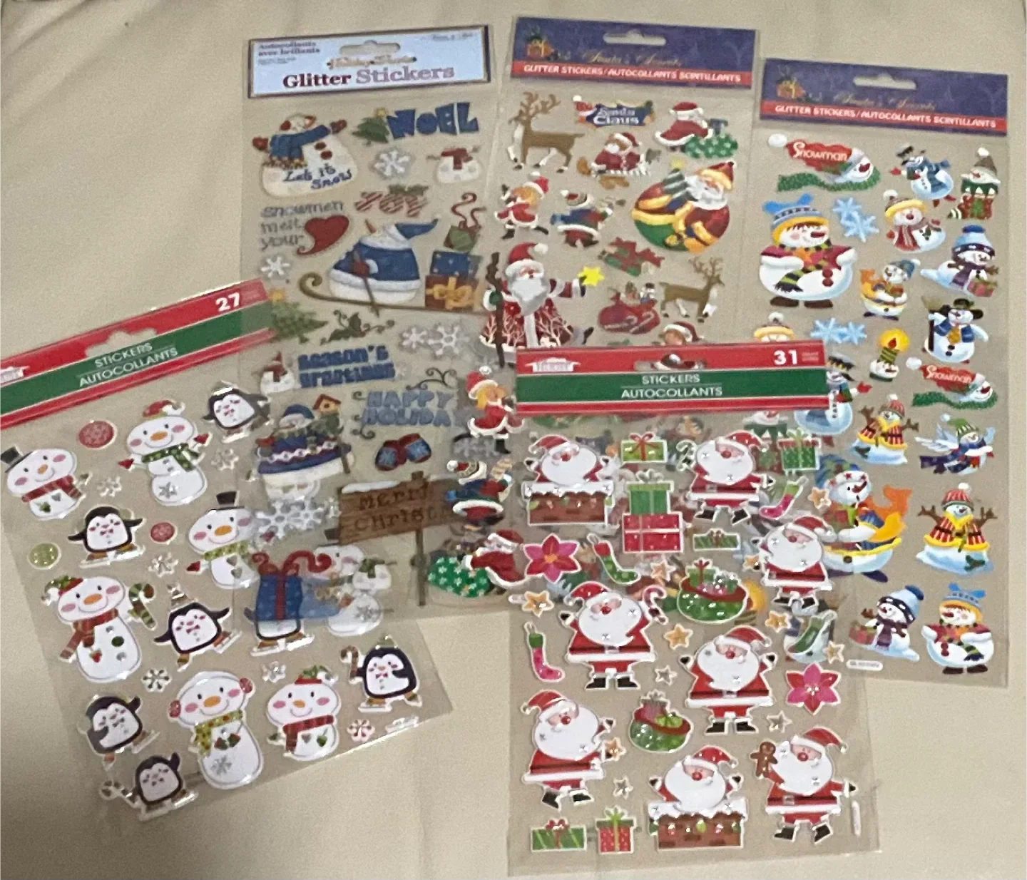 5 Sets Christmas Glitter Stickers - New