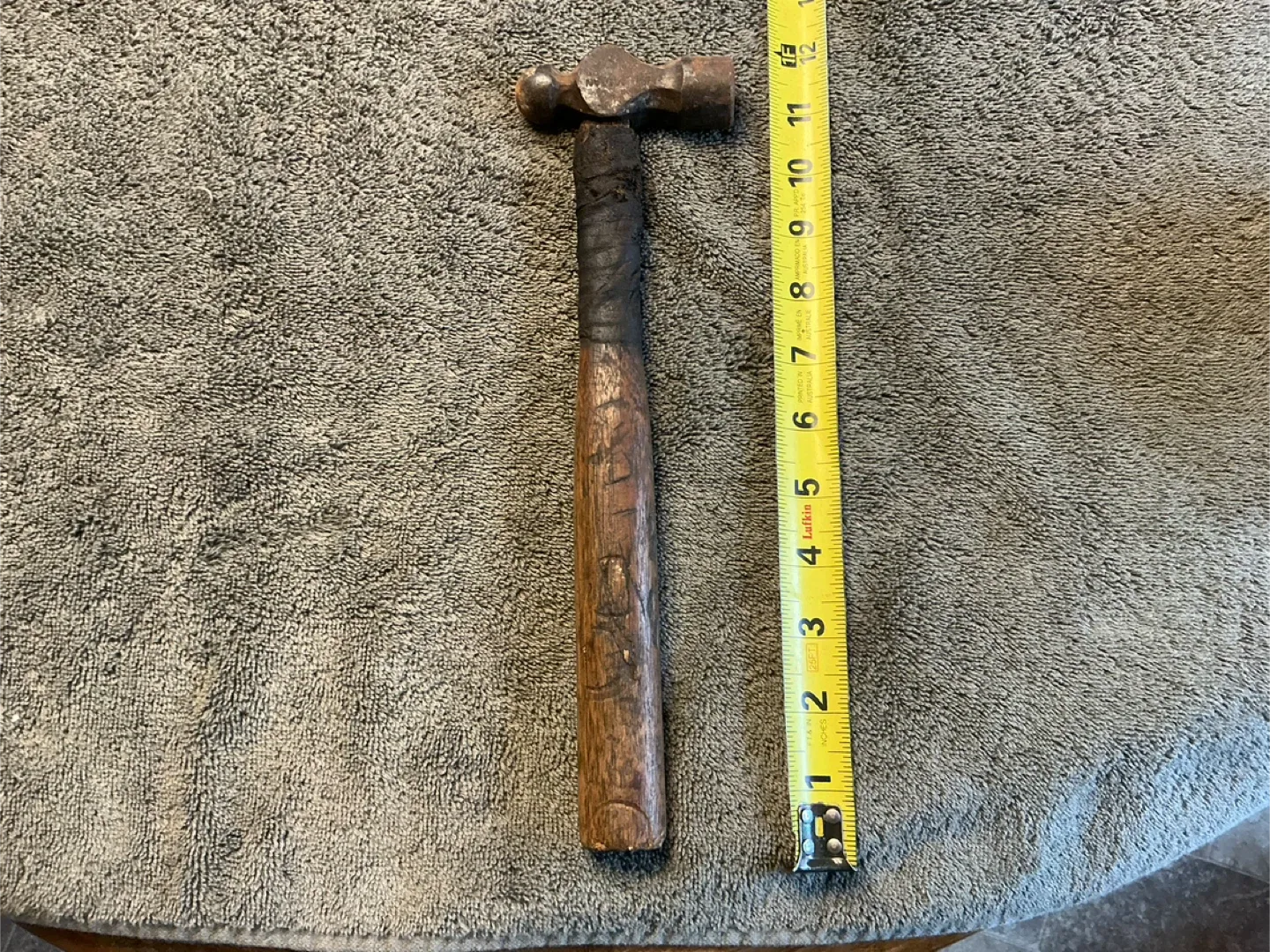 Antique Wood Handle Ball Peen Hammer !