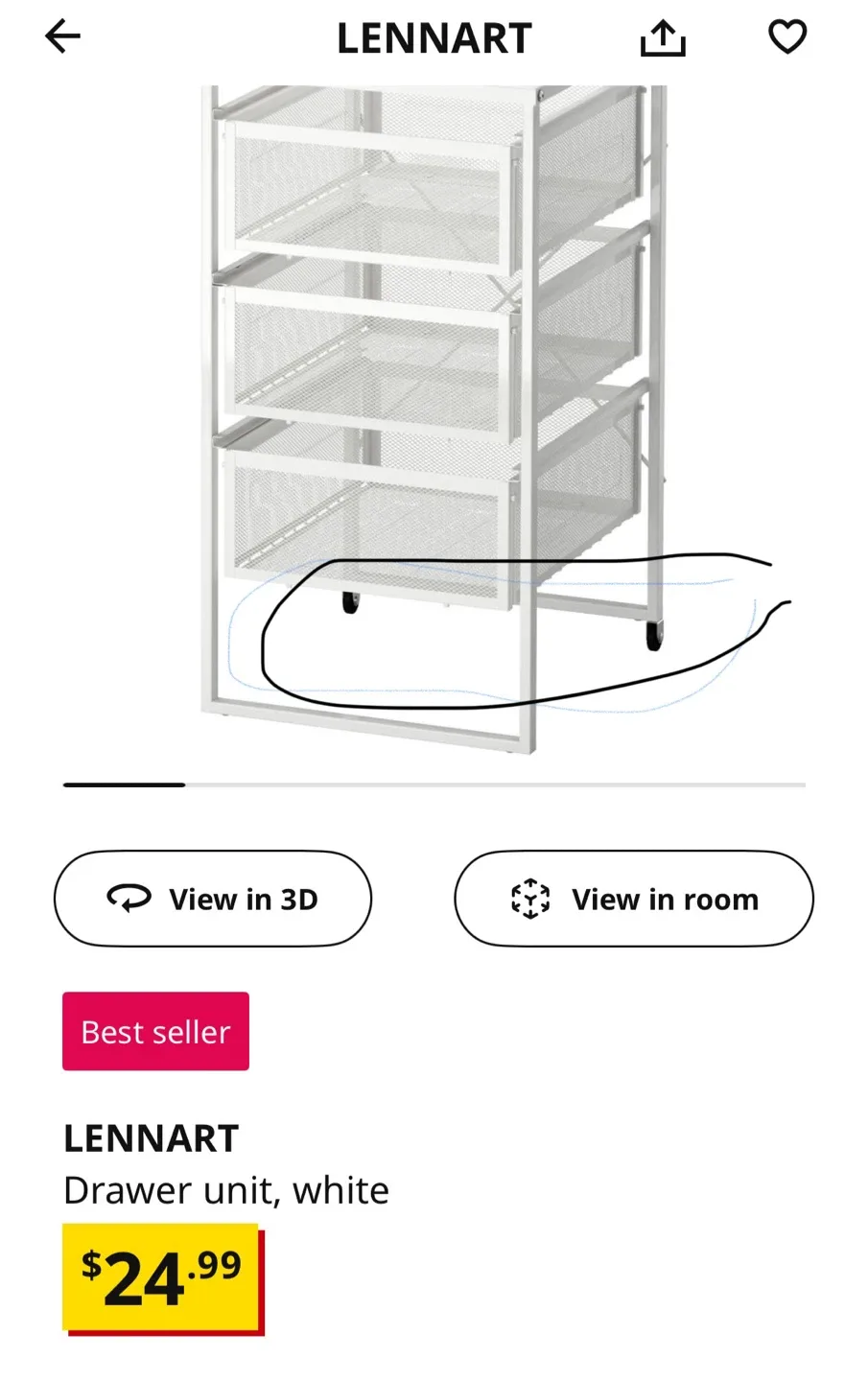 IKEA LENNART Drawer Unit - White image indicator(2)