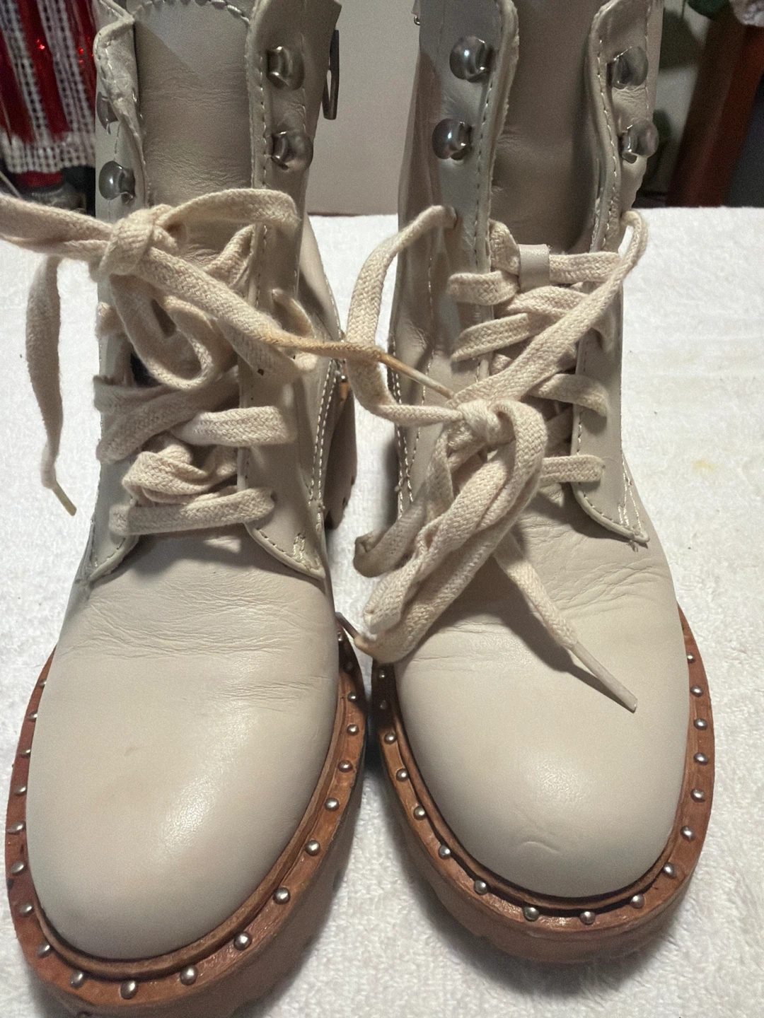 Dolce Vita Cream Leather Boots Size 6.5