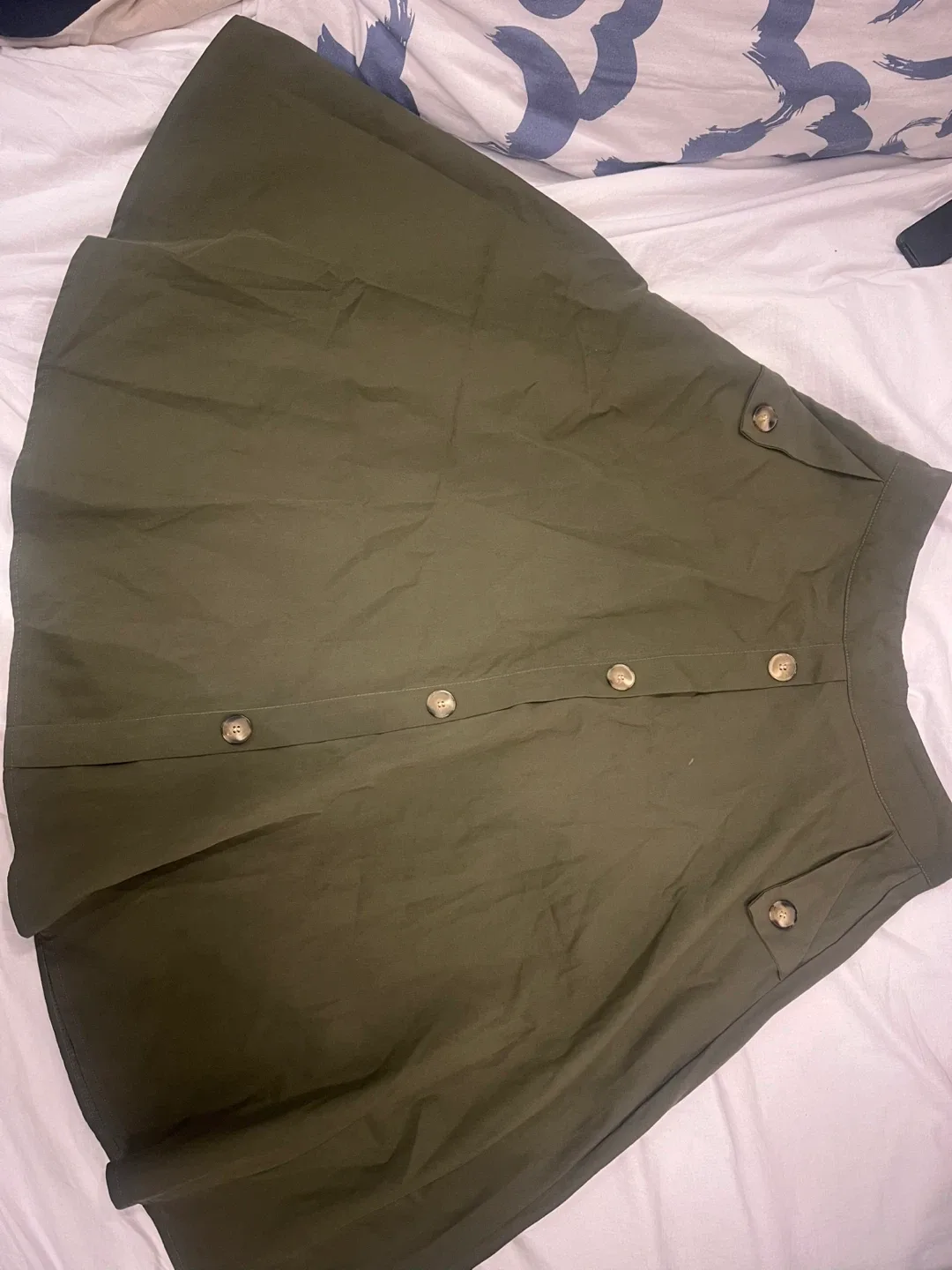 Olive Green Button-Down Midi Skirt