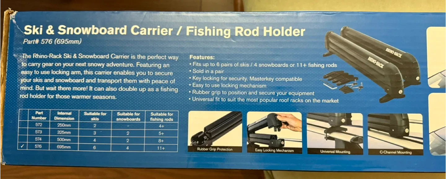 Rhino-Rack Ski & Snowboard Carrier / Fishing Rod Holder image indicator(2)