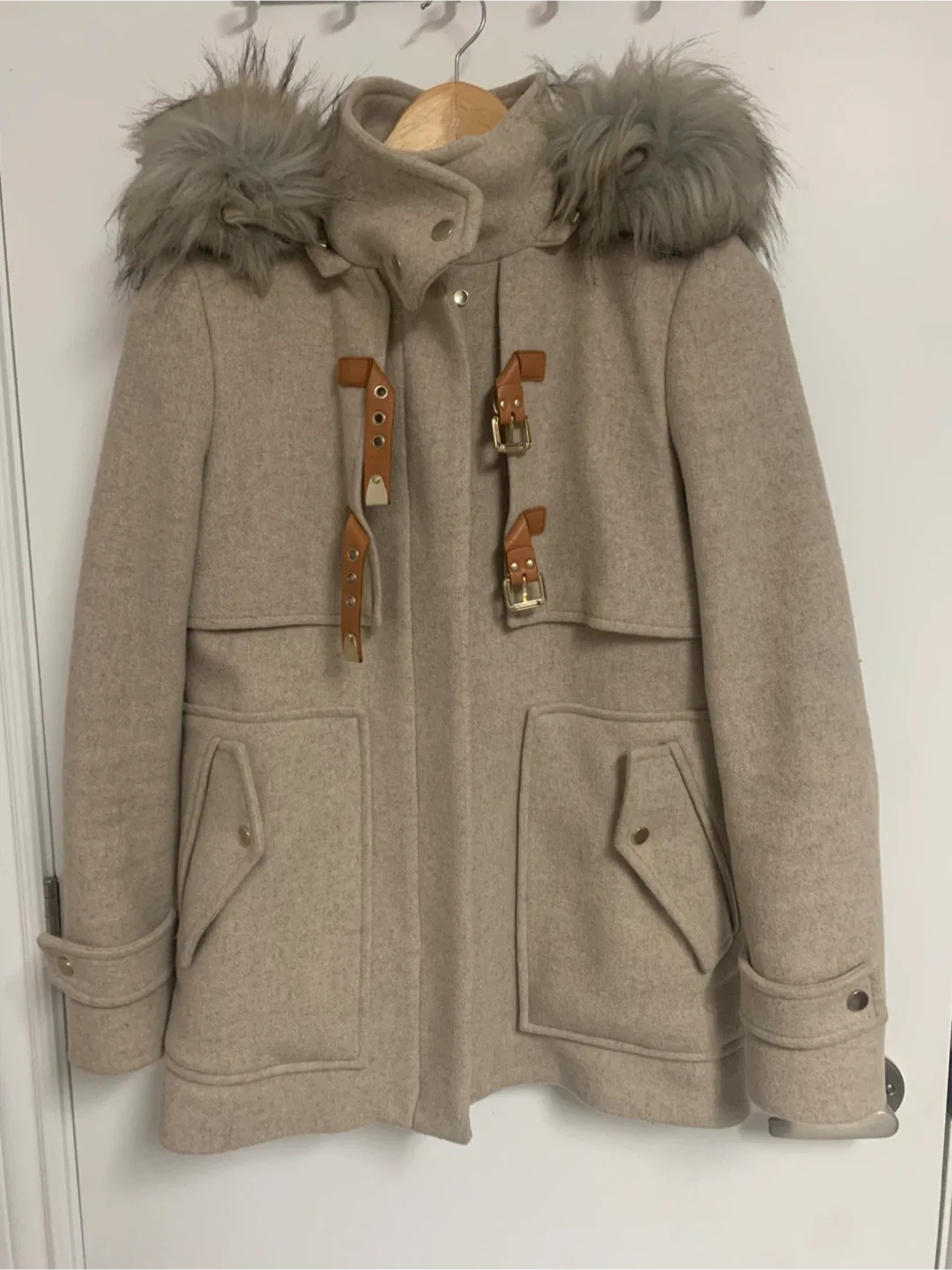 ZARA Faux Fur Wool Hooded Parka/Winter Jacket - Size S/Small