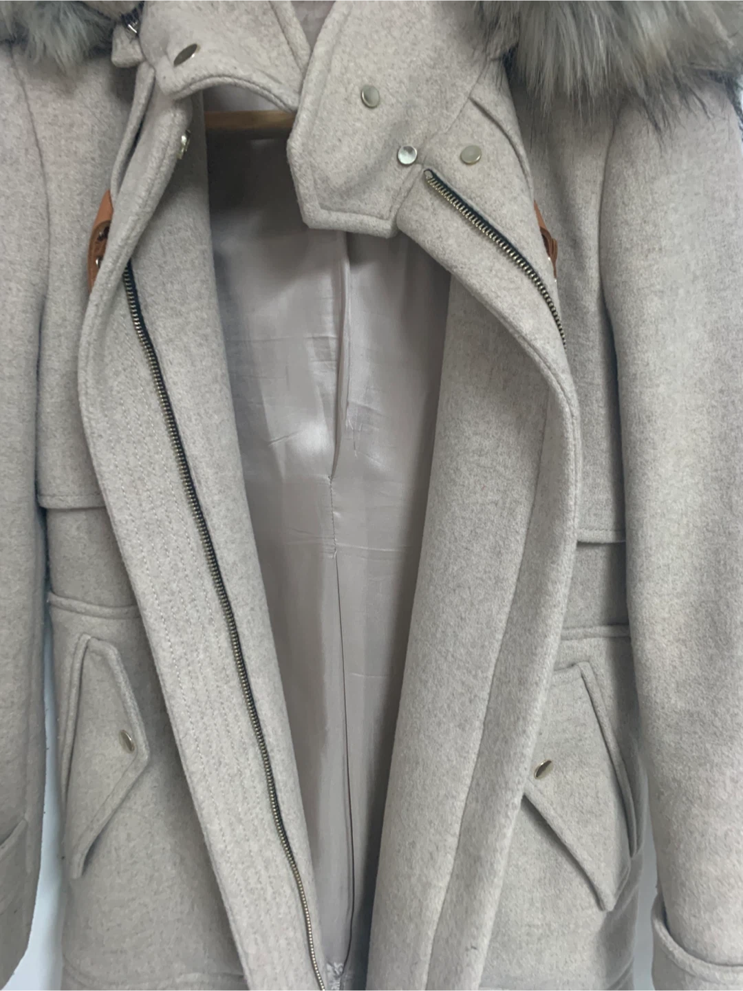ZARA Faux Fur Wool Hooded Parka/Winter Jacket - Size S/Small - photo 5
