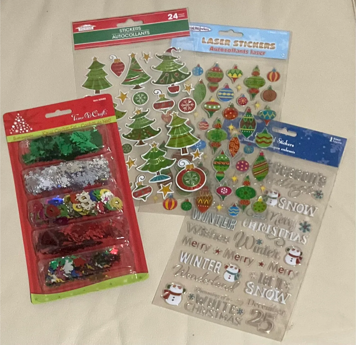 Christmas Stickers & Confetti Crafts