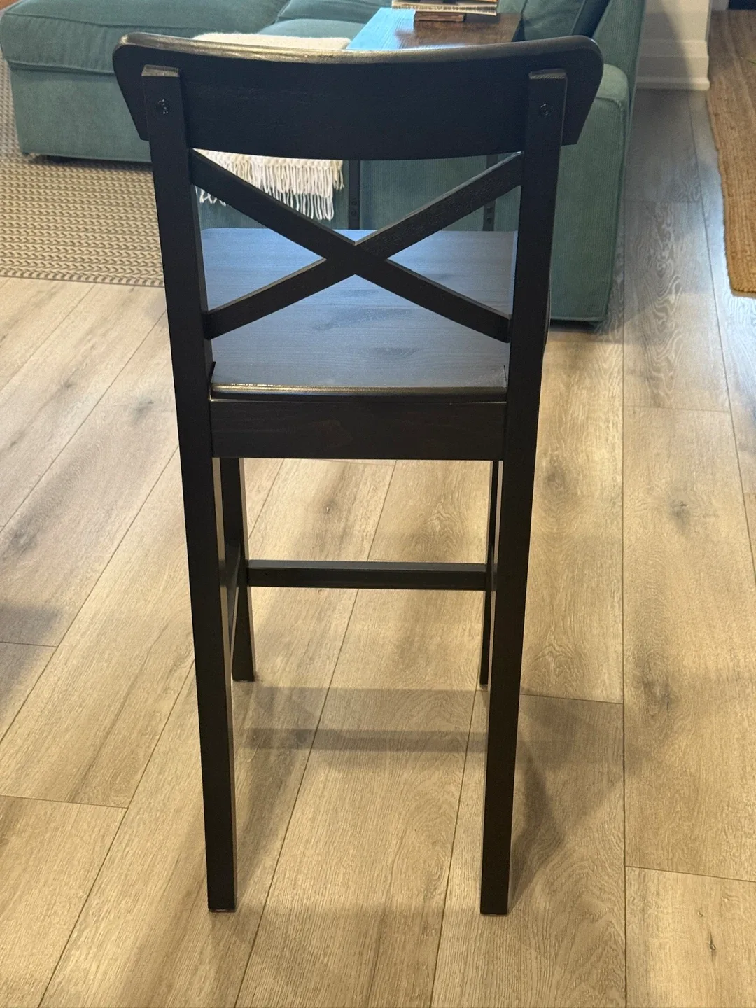 Set of 3 Black Bar Stool with Cushion image indicator(4)