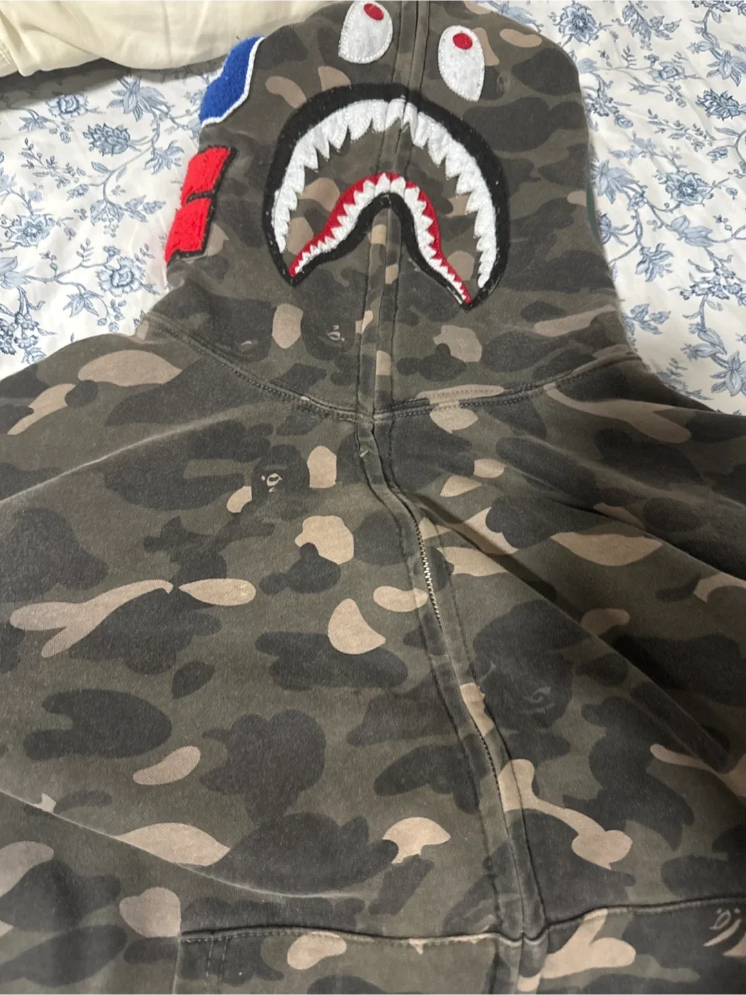A Bathing Ape (BAPE) Camo Shark Hoodie - Size M