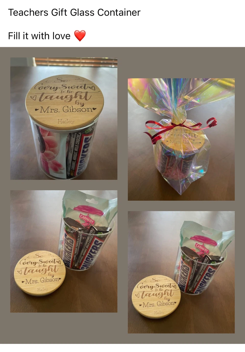Glass Container Teacher Gift