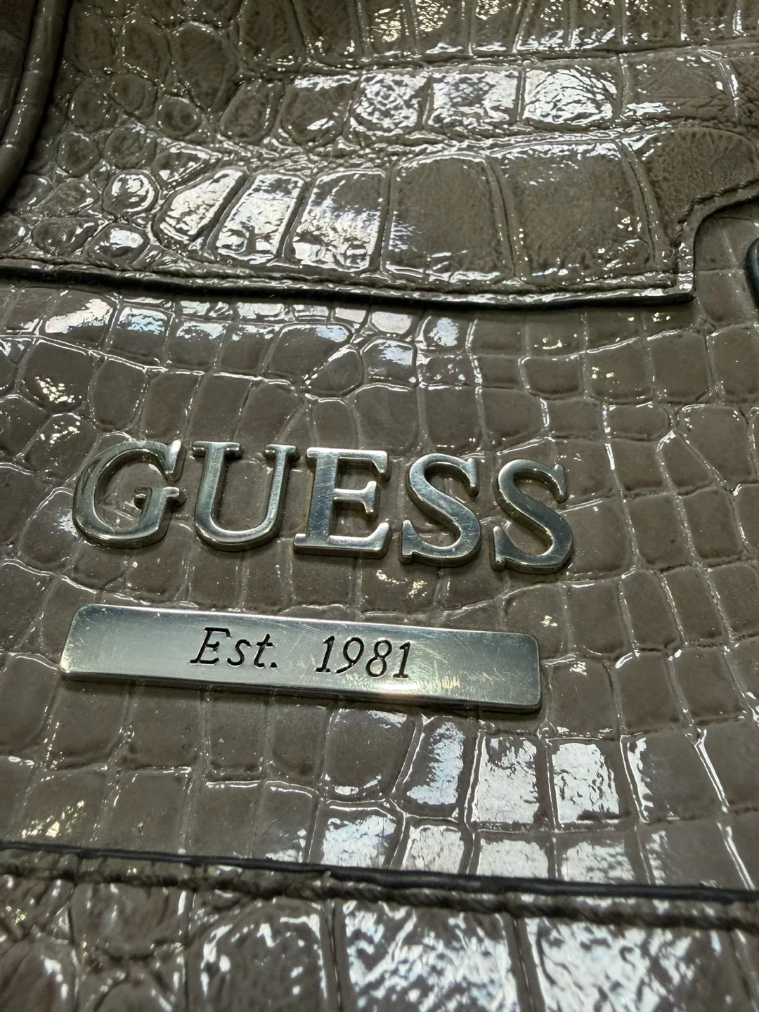 Guess Crocodile Embossed Shoulder Bag