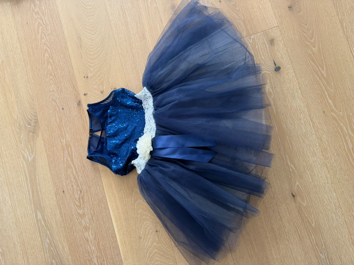 Navy Blue Sequin & Tulle Dress