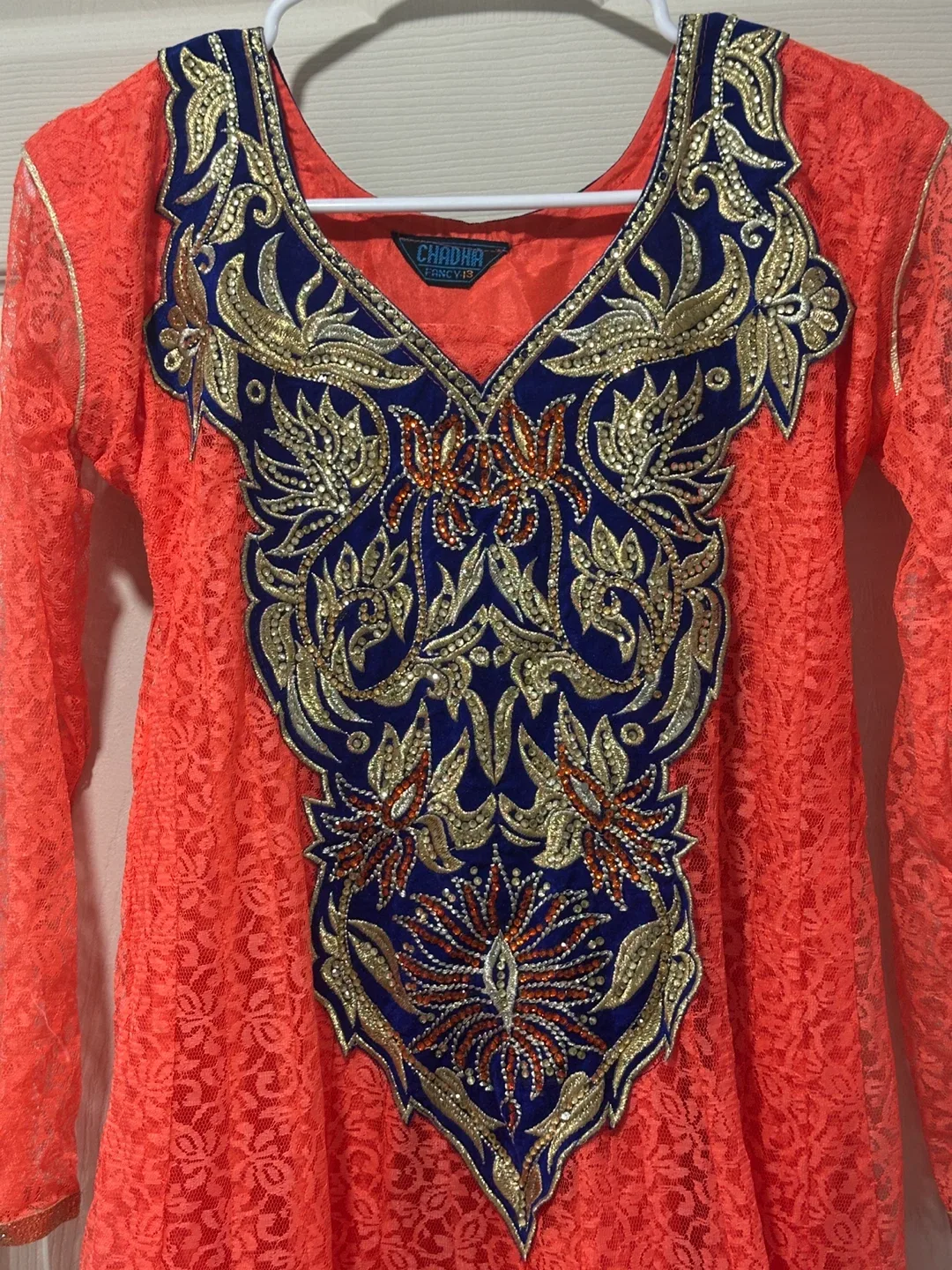 Fancy Dress - Coral & Blue