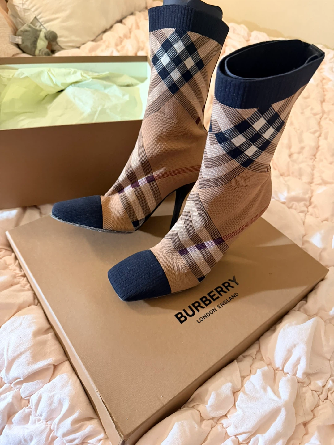 Burberry Checkered Sock Boots