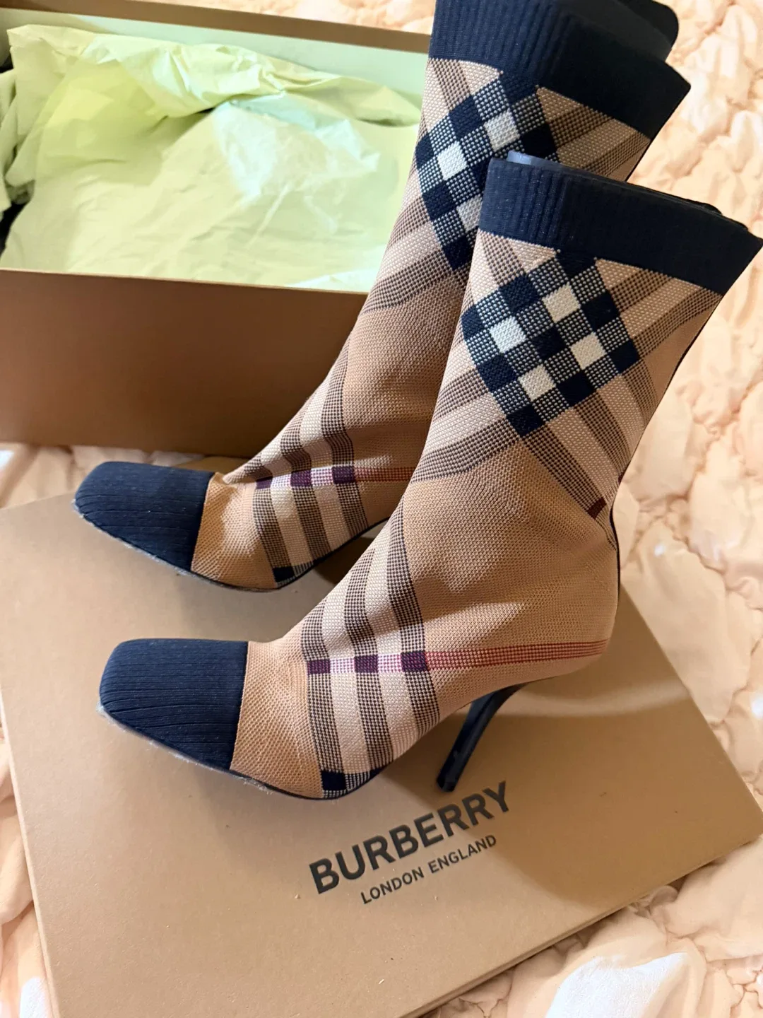 Burberry Checkered Sock Boots image indicator(4)