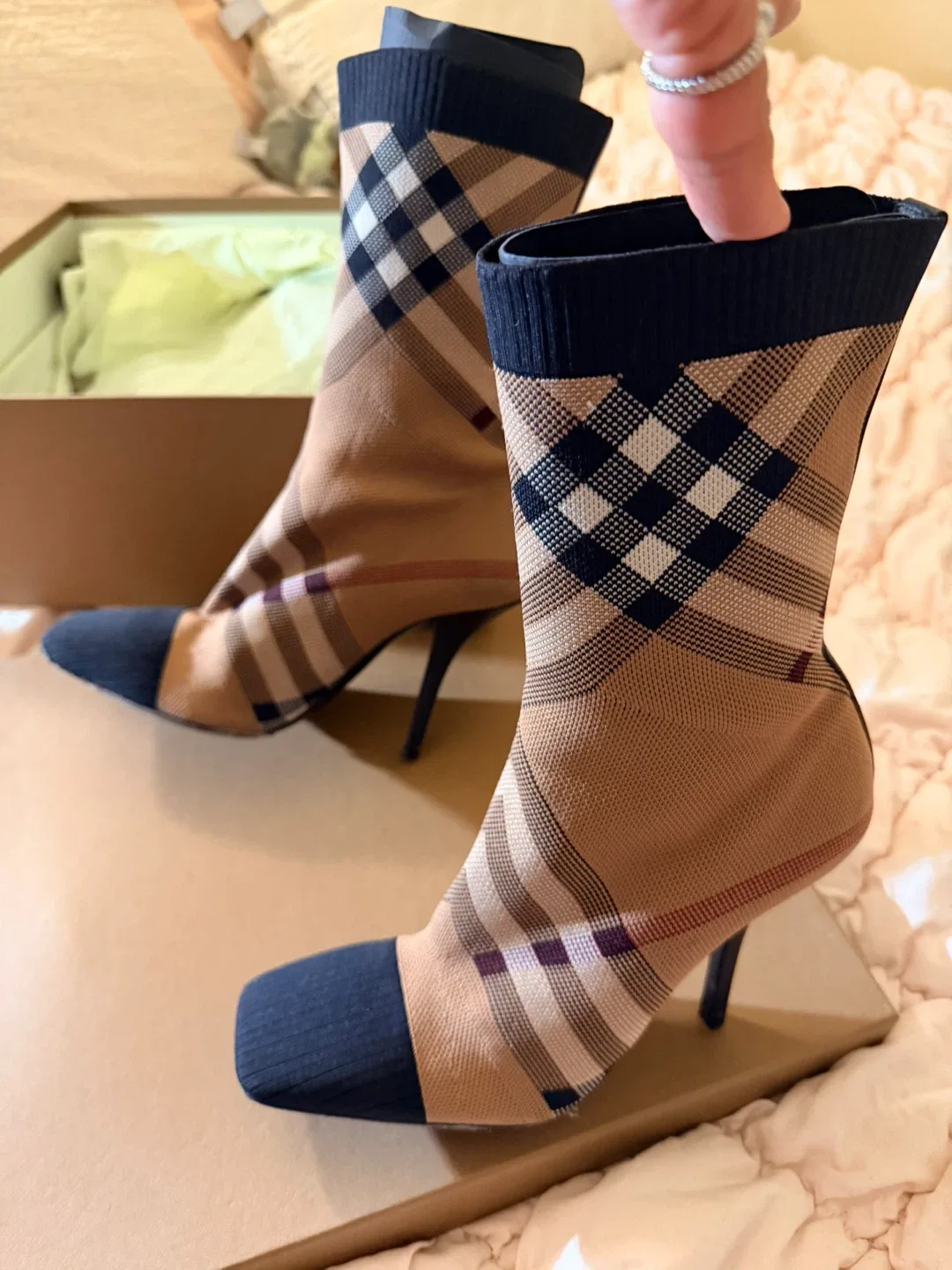 Burberry Checkered Sock Boots image indicator(2)
