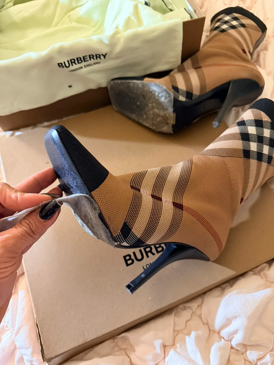 Burberry Checkered Sock Boots image indicator(6)