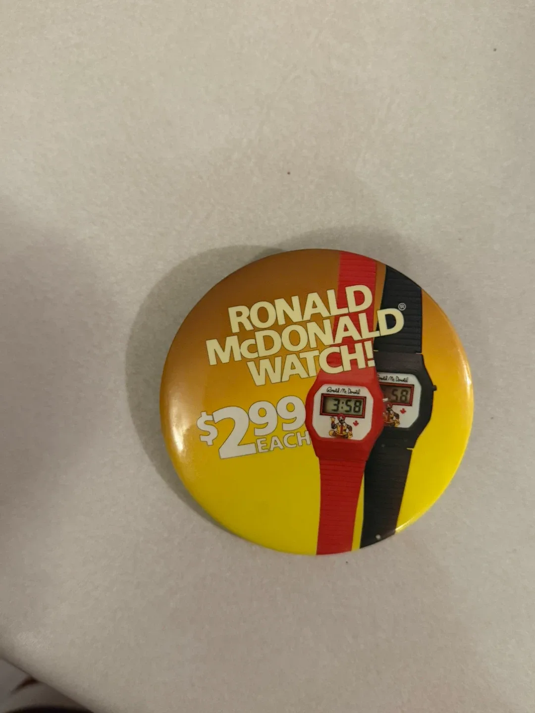 Ronald McDonald Watch Pinback Button