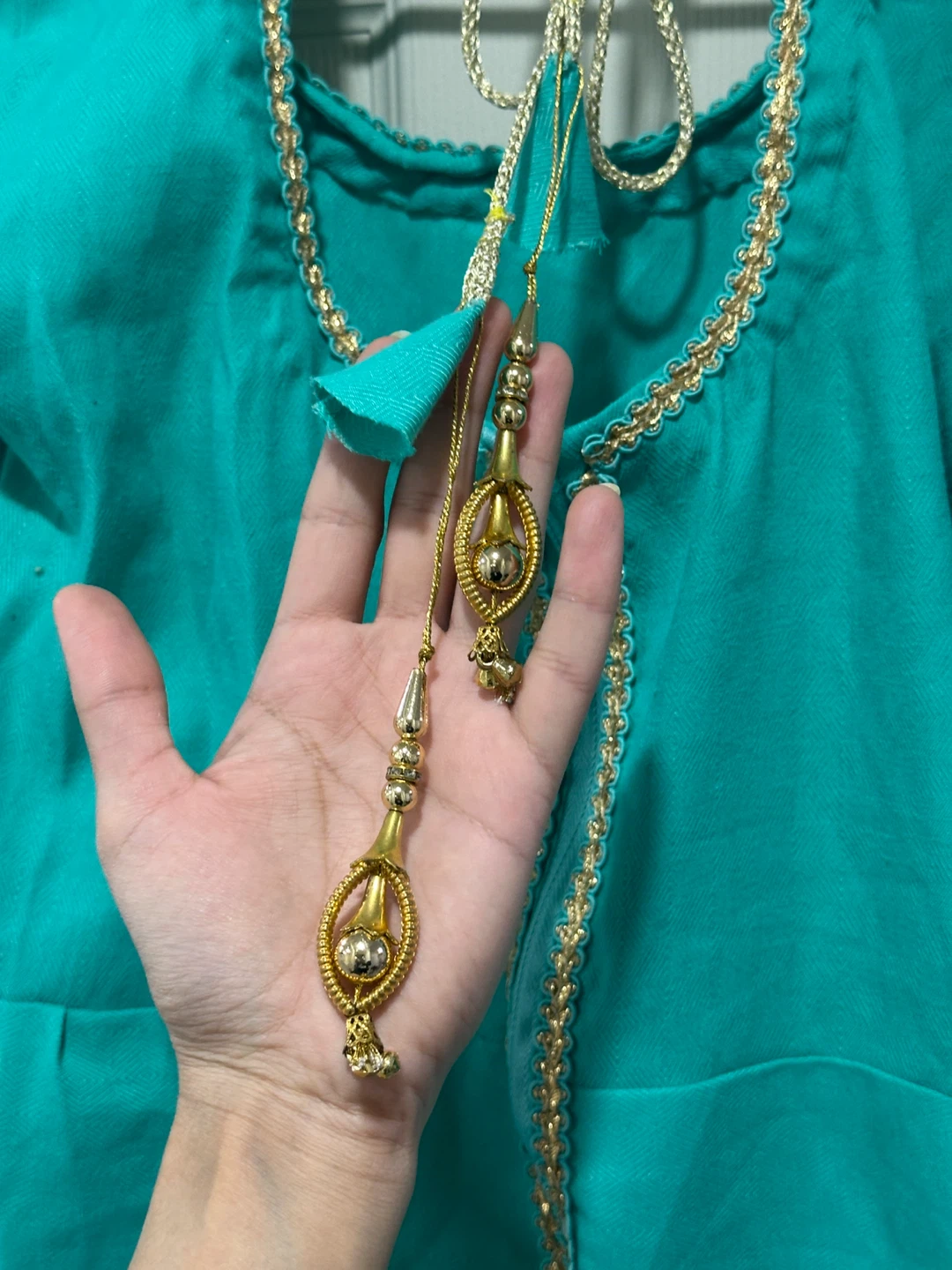 Teal Kurti Dress with Gold Detailing