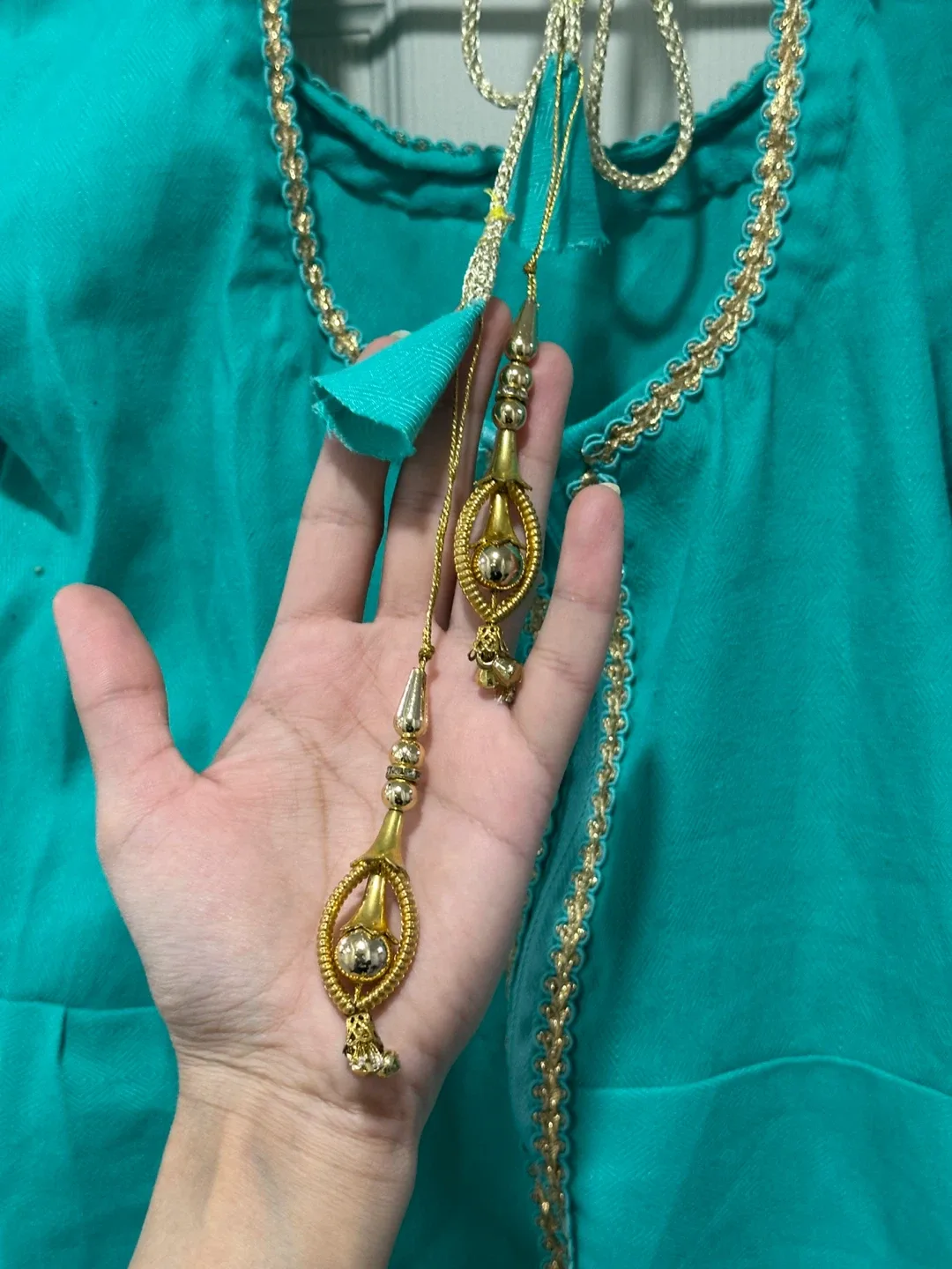 Teal Kurti Dress with Gold Detailing