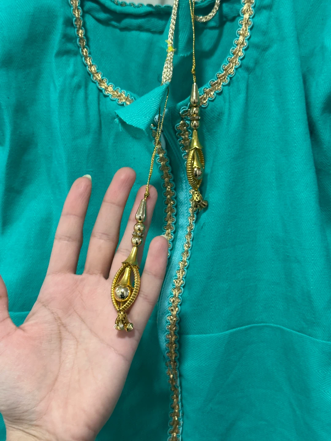 Teal Kurti Dress with Gold Detailing - photo 5