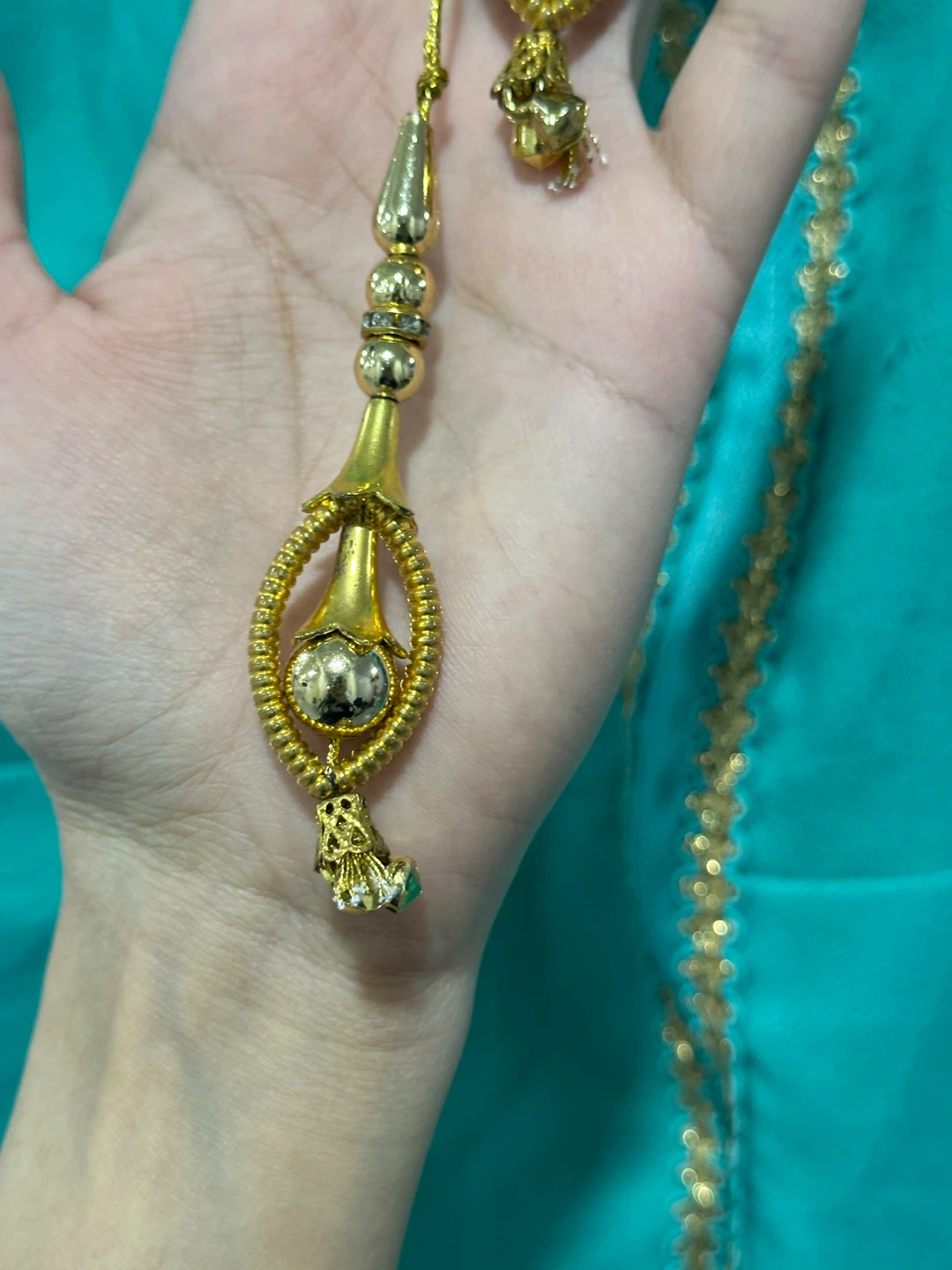 Teal Kurti Dress with Gold Detailing - photo 3