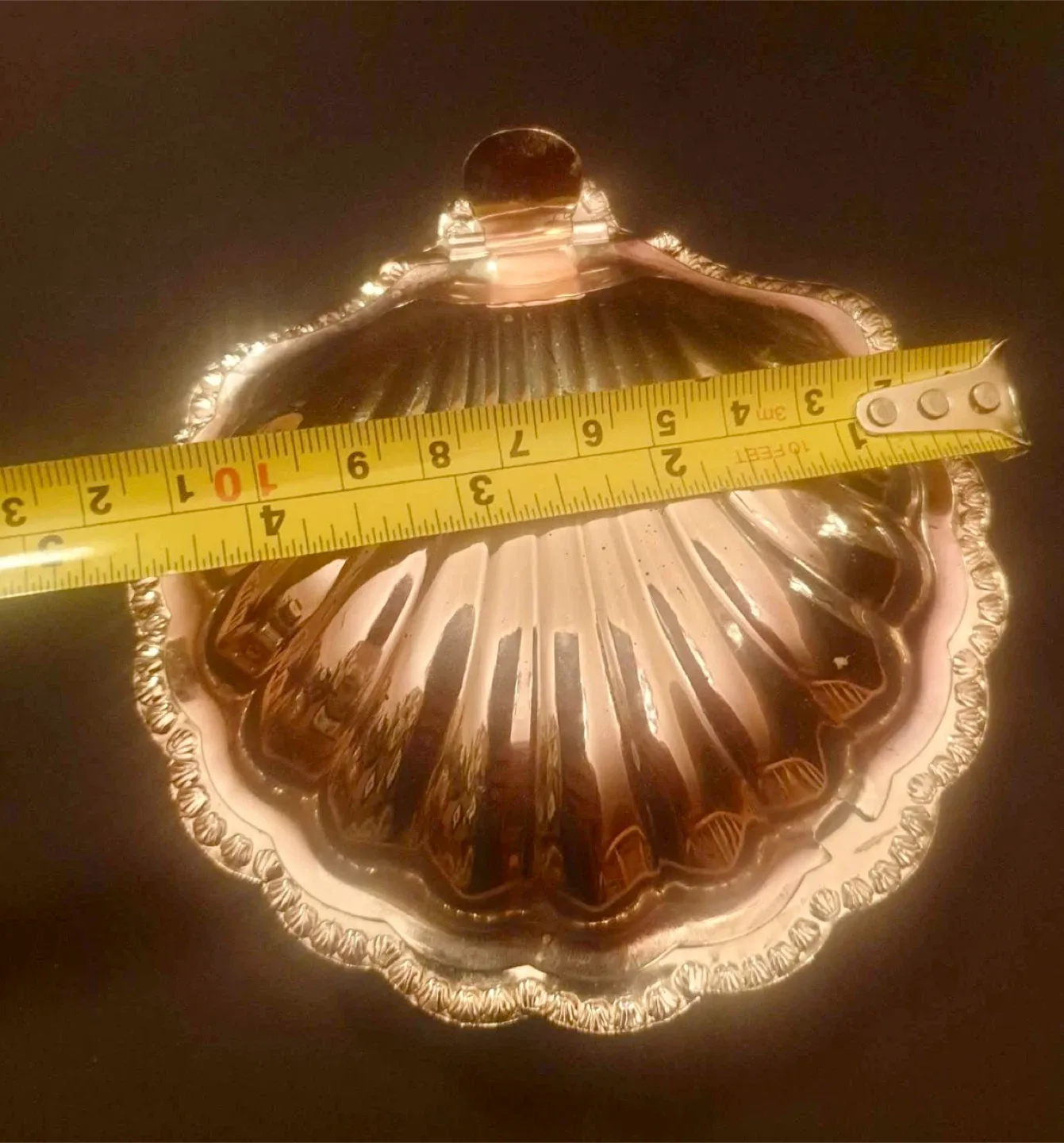 #Cleanout- Vintage Silver Clamshell Trinket Box image indicator(4)