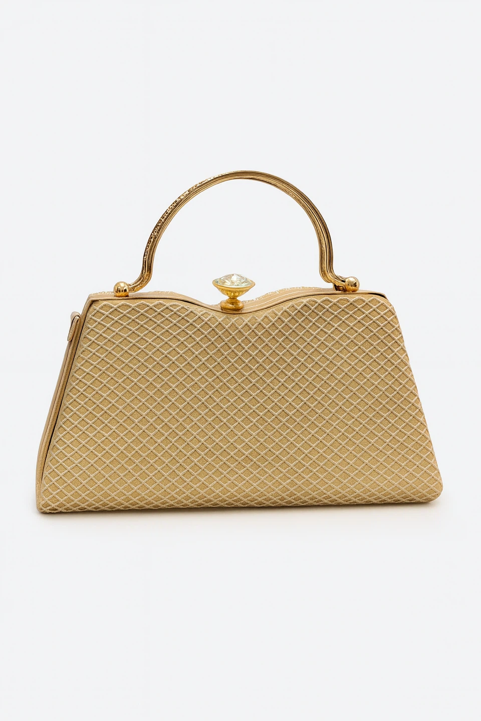 Gold Evening Clutch with Rhinestone Detail