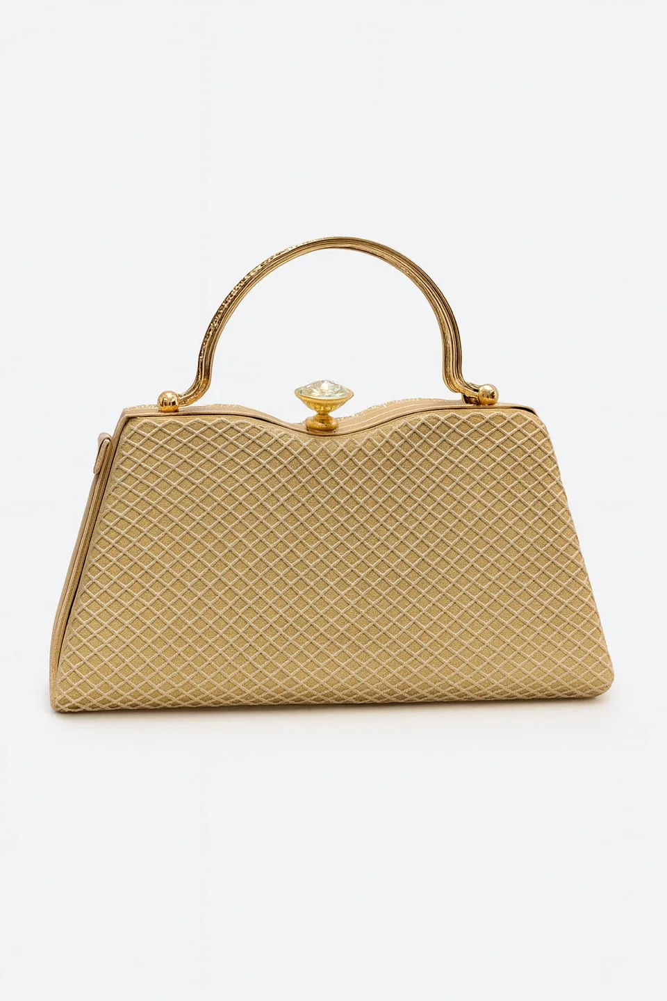 Gold Evening Clutch with Rhinestone Detail