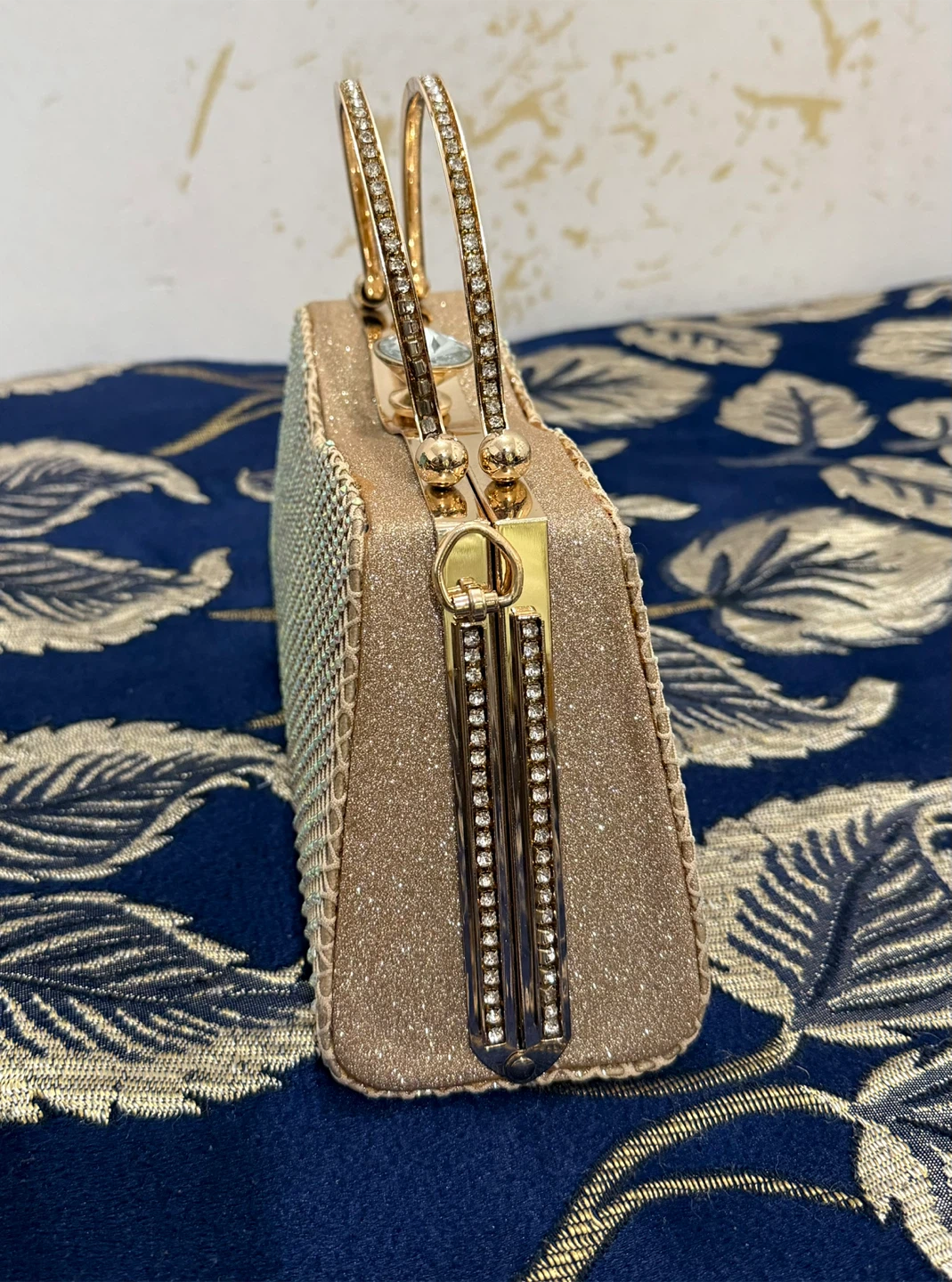 Gold Evening Clutch with Rhinestone Detail - photo 4