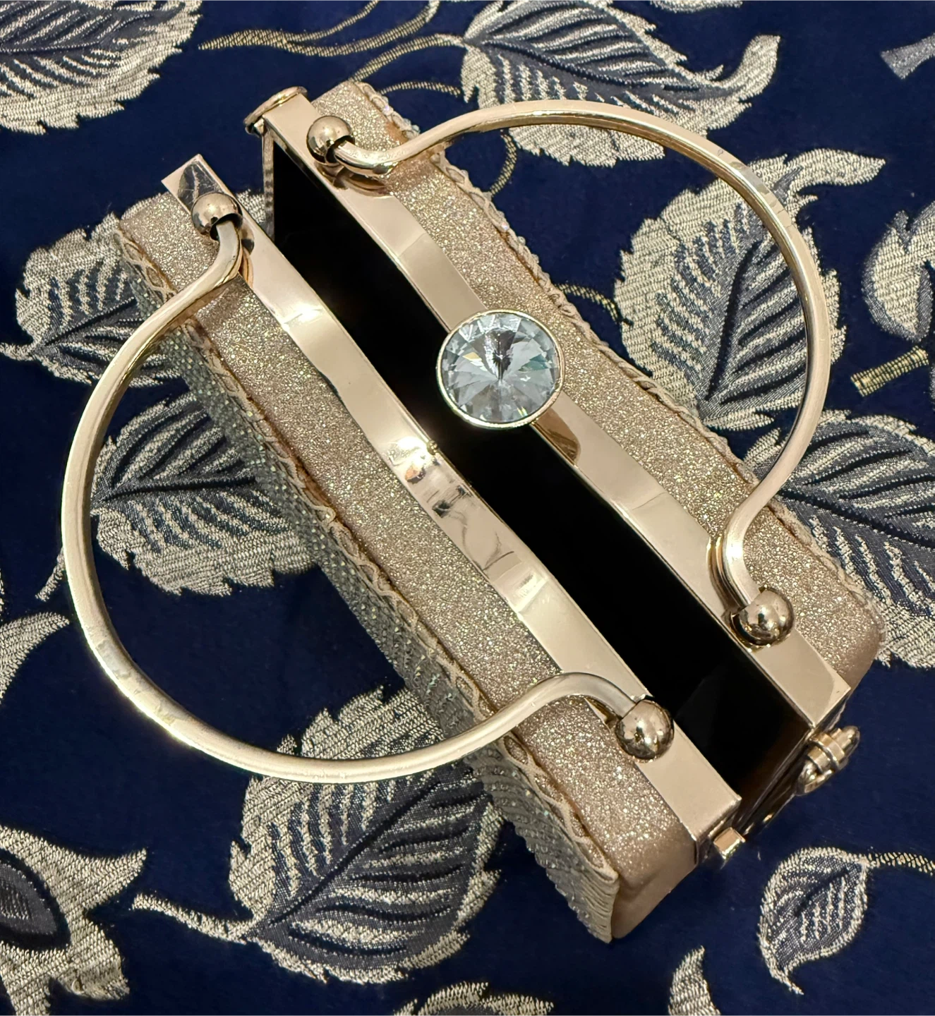Gold Evening Clutch with Rhinestone Detail - photo 5
