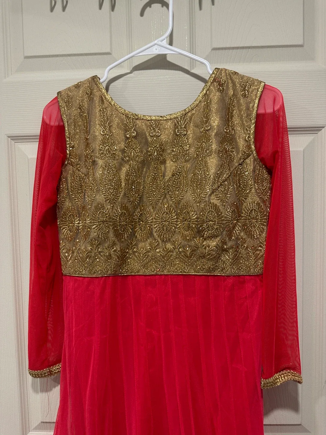 Red & Gold Anarkali Dress