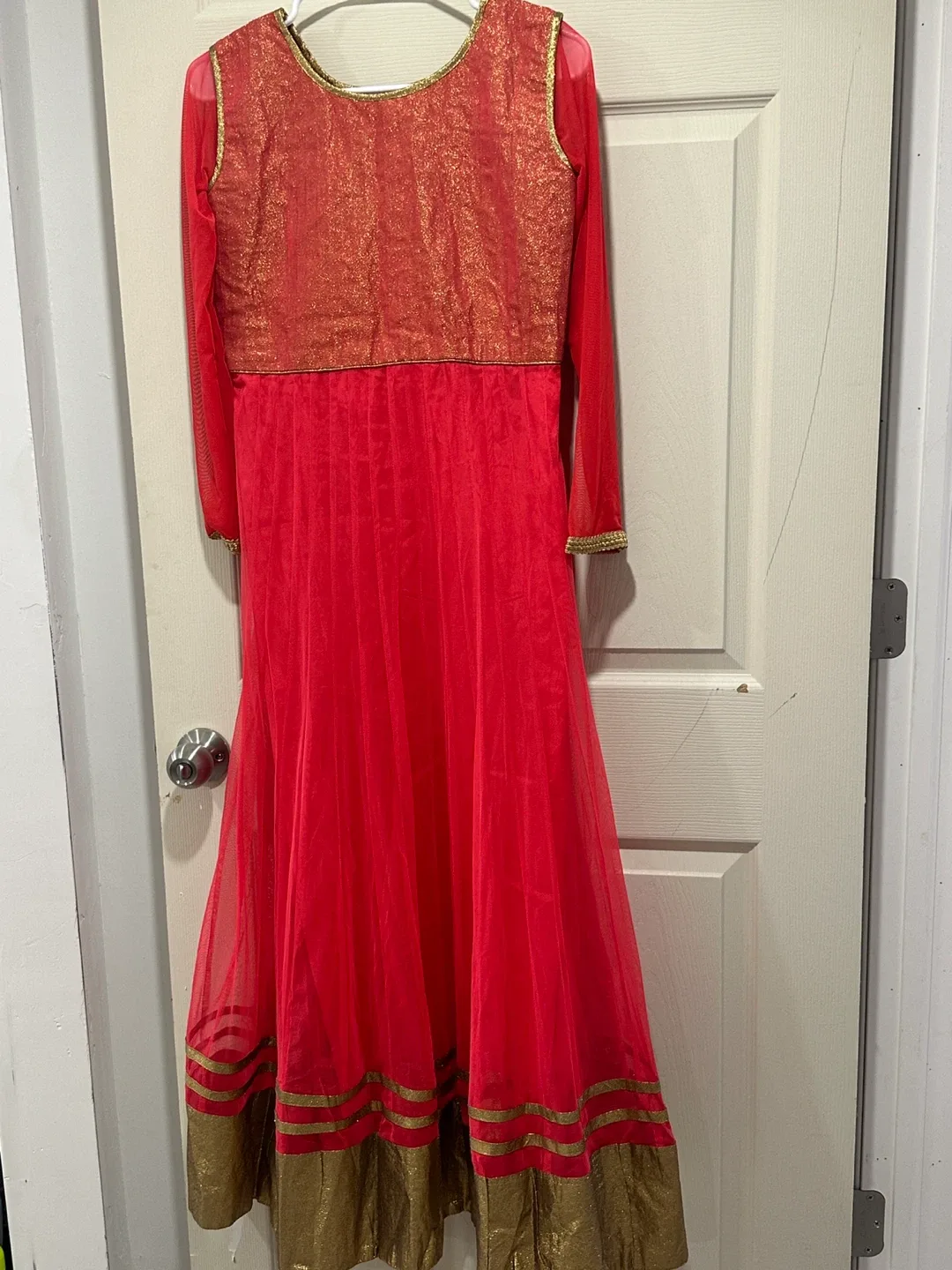 Red & Gold Anarkali Dress image indicator(4)