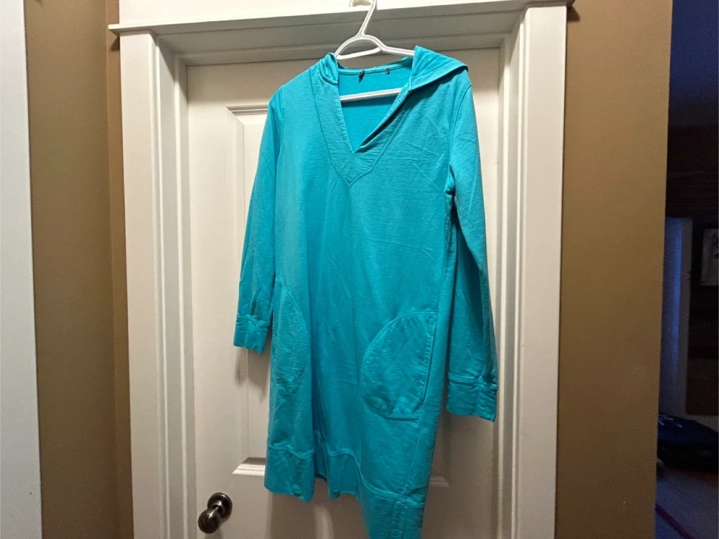 Medium ..Hooded Cover-Up Dress - Turquoise