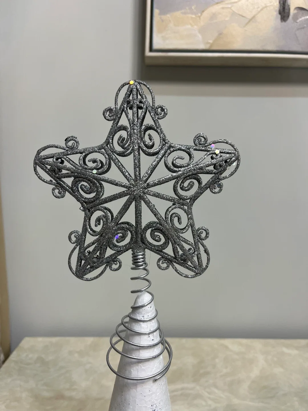 Silver Star Christmas Tree Topper