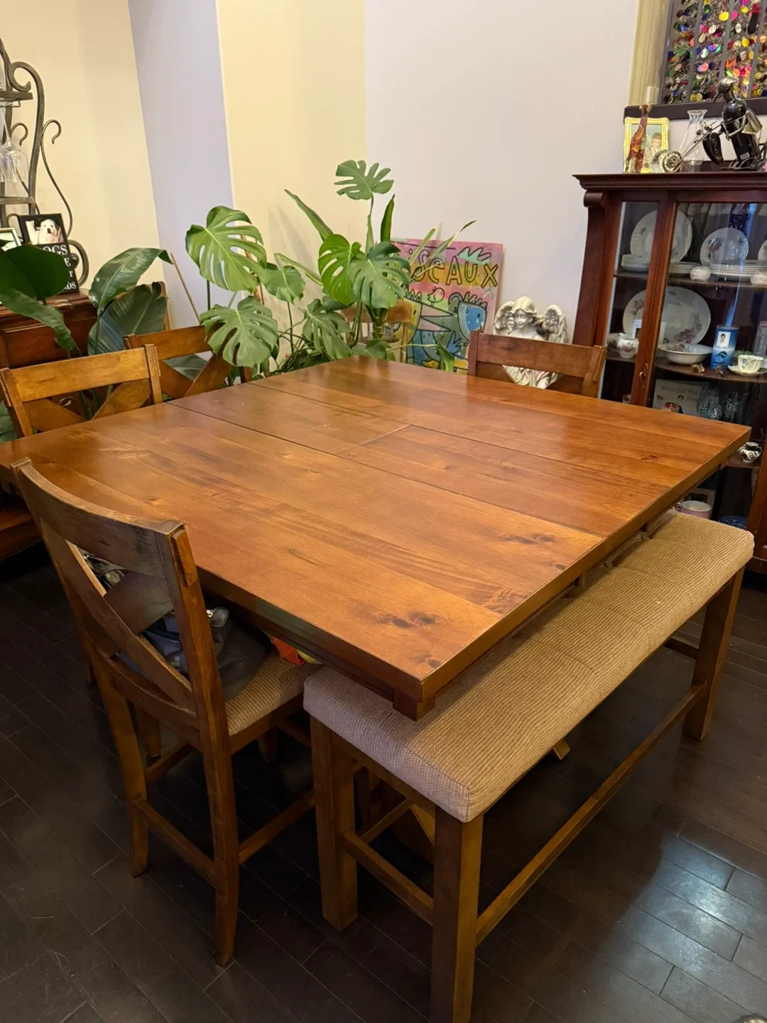 Counter height Table with Chairs and Bench