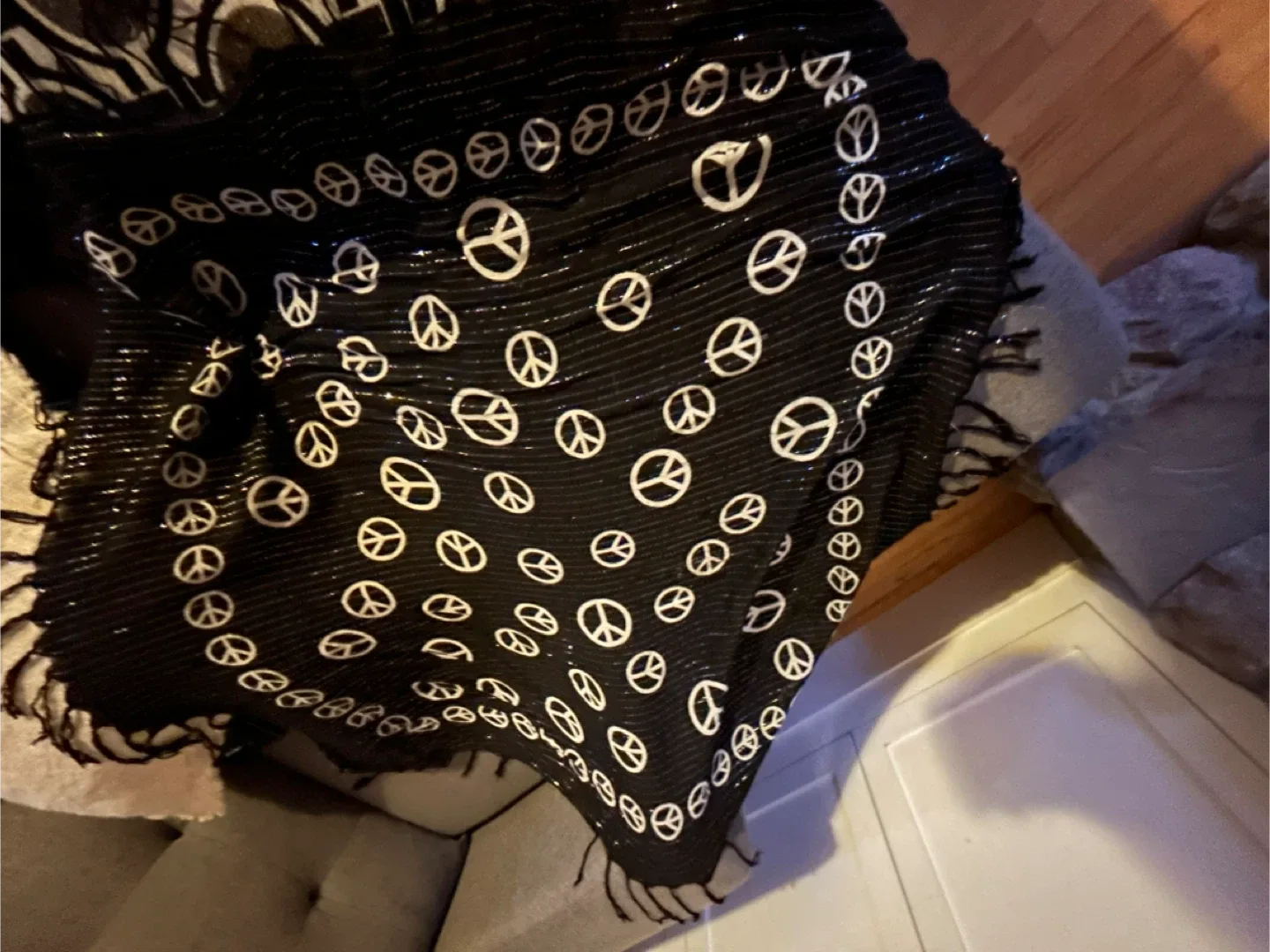 Black Peace Sign Scarf