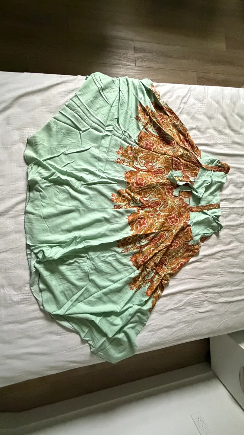 Paisley Print umbrella Skirt - Mint Green