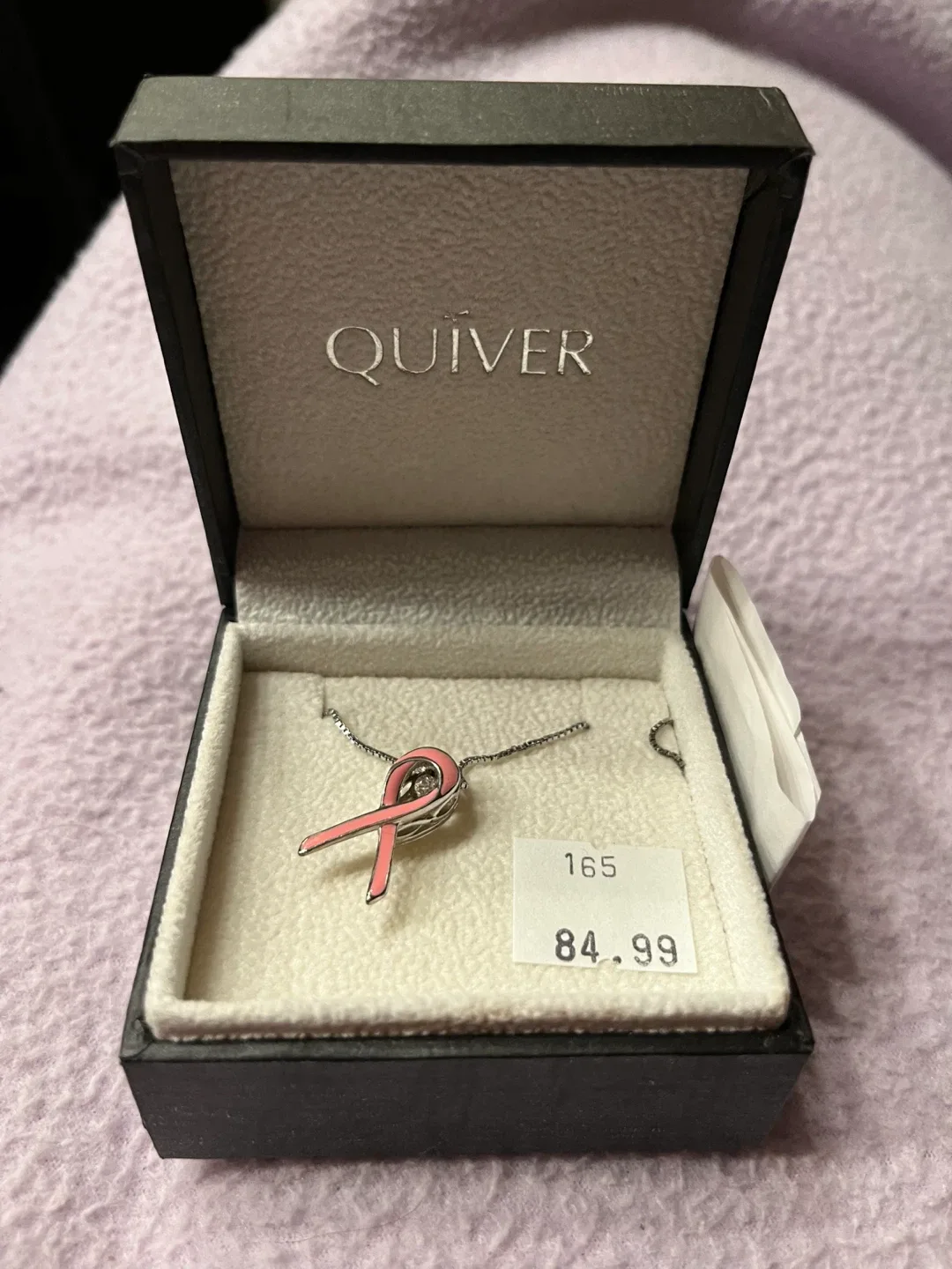Quiver Pink Ribbon Necklace