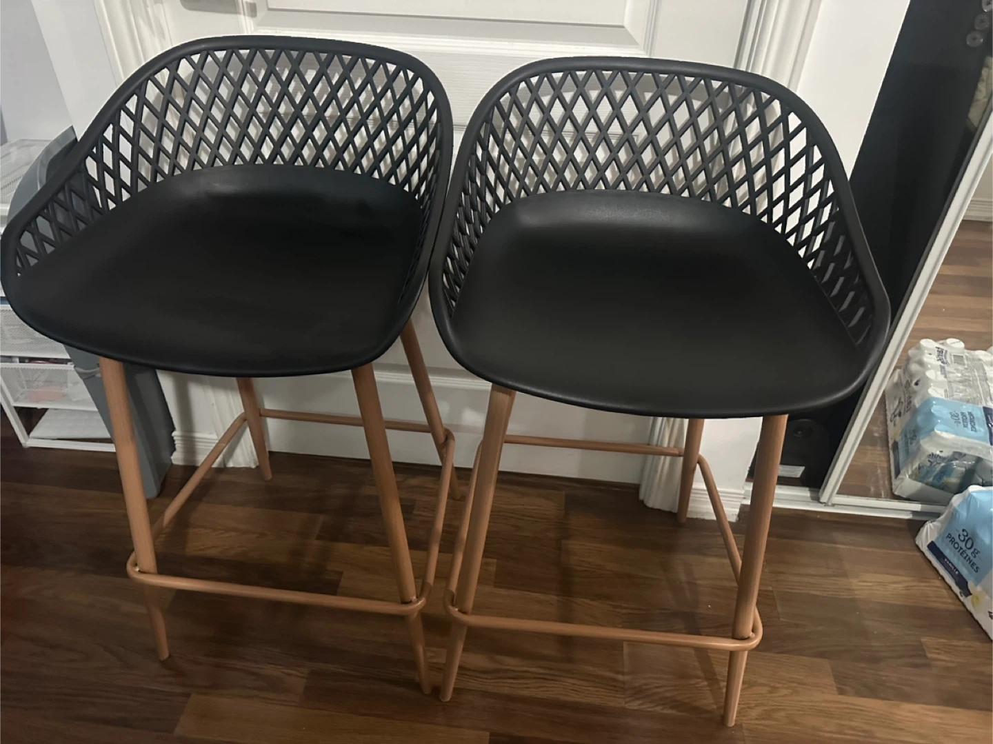 Set of 2 Black Bar Stools - 25 inches - photo 3