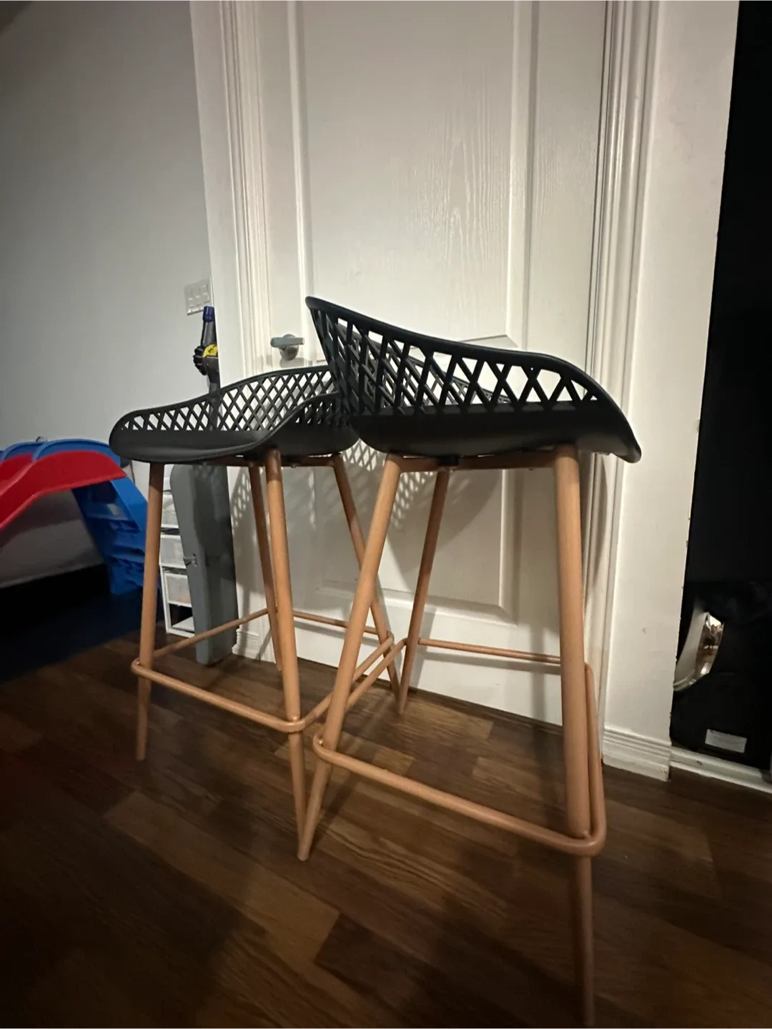 Set of 2 Black Bar Stools - 25 inches