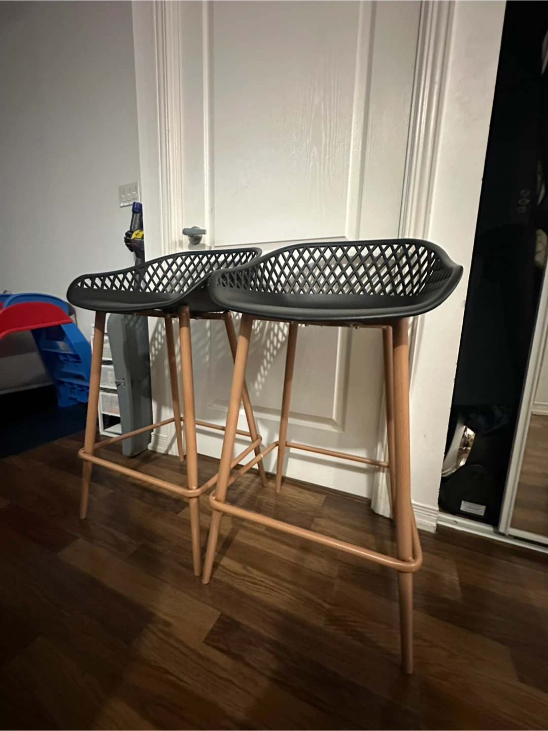 Set of 2 Black Bar Stools - 25 inches - photo 2